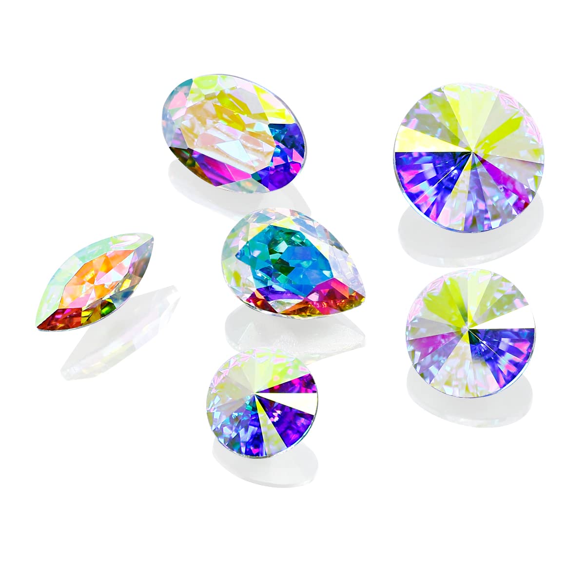 Amazon.com: Dongzhou K9 Glass Crystal AB Nail Rhinestones Pointed